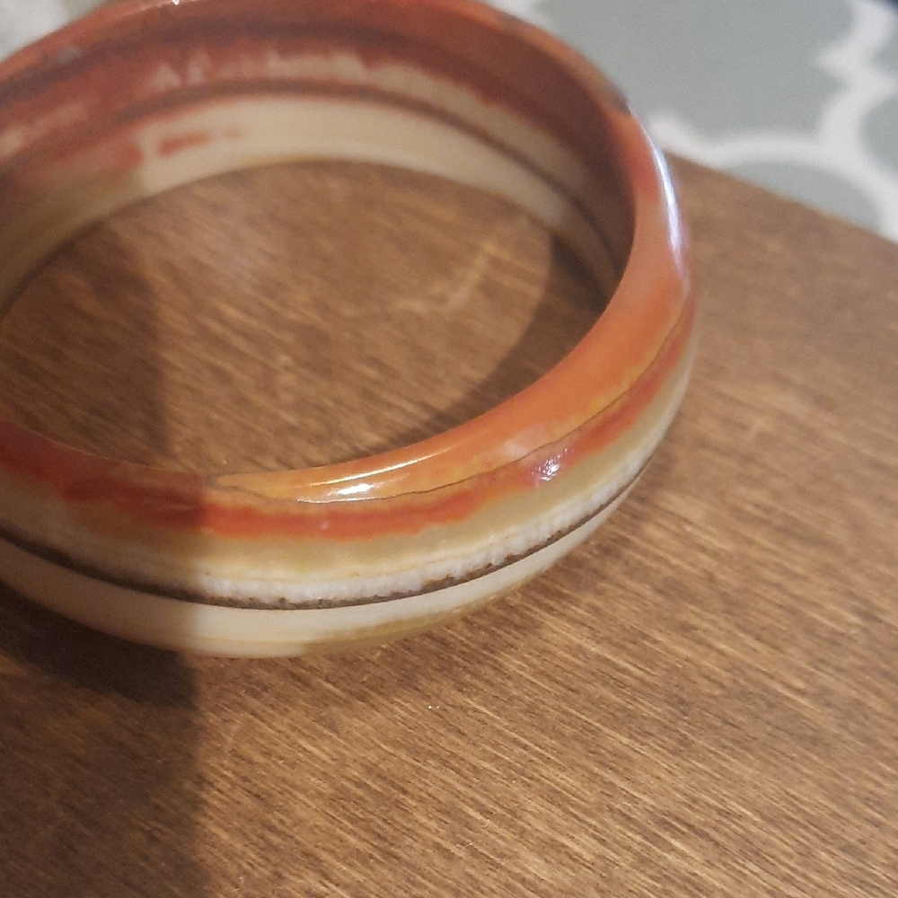 Vintage Style Brown and Orange Bangle - Picture 3 of 4